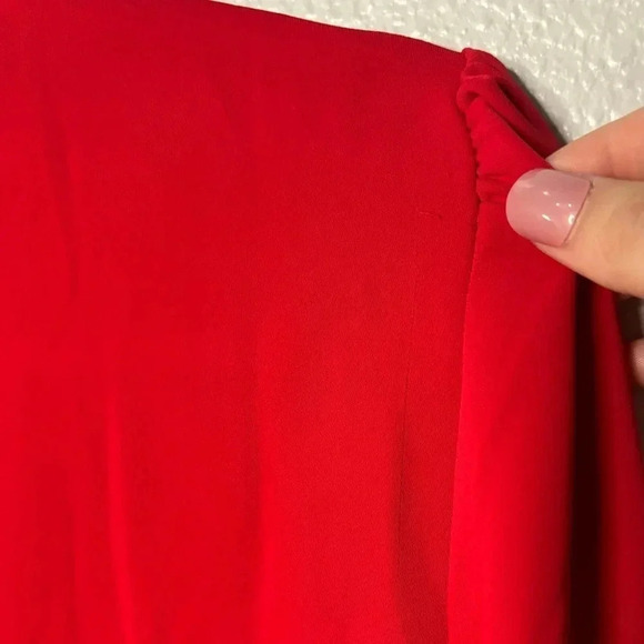 Chicos Ruffle Front Button Up Red Long Sleeve Blouse - Picture 8 of 13